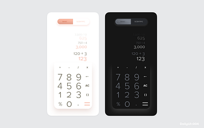 Calculator - DailyUI::004 004 app calculator challenge daily challenge dailyui dark mode design figma mobile screens ui ux web