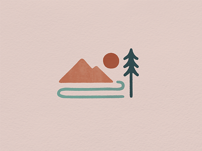 A Simple Scene color palette illustration landscape minimal mountain outdoors river simple texture tree