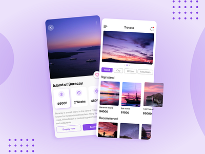 🏖 Travel App Booking concept android app app design beach bike bus car color grid ios app island presentation purple tour train travel trip truck ui ux violet