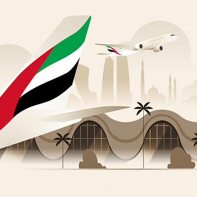 UAE Landmarks - Abu Dhabi Airport airport culture emirates flat graphic illustration motion uae