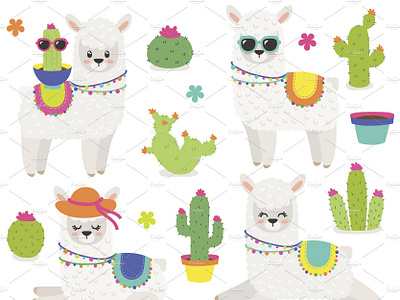 Llama And Cactus Clipart By Linda Murray On Dribbble