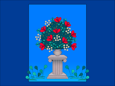 Plant on Pillar animation bouquet brooklyn design flower flowers greek illustration maine motion new york nyc pillar plant plants portland sampson sampson visuals vase