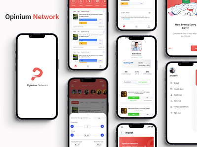 Opinium network app design animation appdesign appui cryptoapp darkmode design designer humancentricdesign interfacedesign litemode logo network uiux