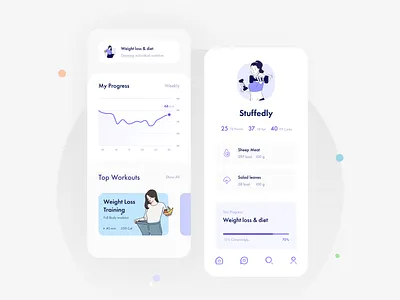 Fitness & Nutrition App calories calories counter clean diet diet app fitness flat food app gym health care healthy minimal nutrition nutrition app running ui weight workout yoga