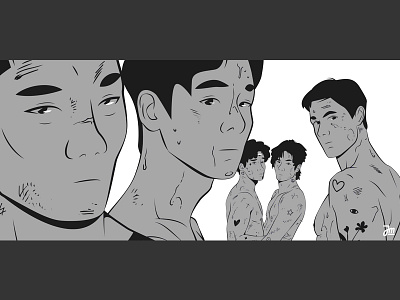 They've already seen us branding character character design composition design eyes face faces illustration logo man men people person portrait ui vector