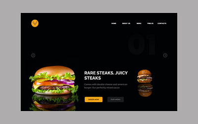 Ironman rare steaks website design beautiful beautifulwebsite branding burger burgerwebsite darktheme design food foodwebsite illustration logo minimal minimalisticwebsite ui ux web web design website