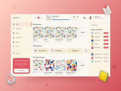 Audiobooks & eBooks Dashboard - Web Application audiobooks dashboard ebooks ui ux web app