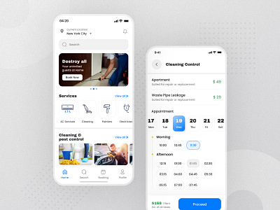 On-demand Services booking booking app clean cleaning company color home reparing home service laundry service minimal on demand order plumber service service solution app ui ux