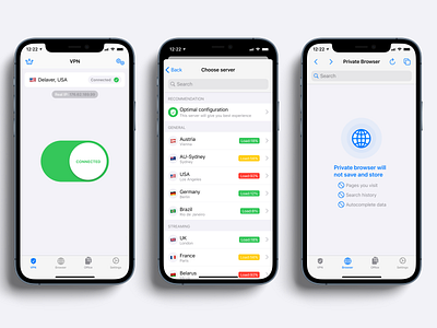 VPN & Private Browser iOS app app design browser app figma design interface design ios app ios app design mobile ui private browser ux design vpn vpn ios