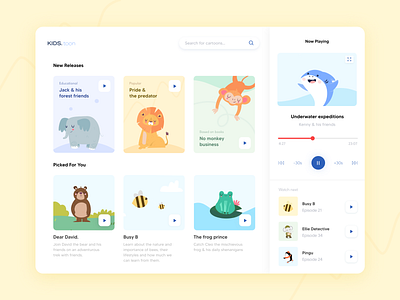 Kids OTT Platform- Dashboard layout app design branding dashboard dashboard layout design graphics illustration kids ott ui uiux ux ux agency uxui