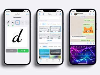 Fonts & Custom Keyboards iOS app app design custom fonts ios app figma design fonts interface design ios app ios app design keyboard mobile ui ux design