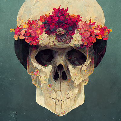 Floral Crown abstract design graphic design illustration people plants skull