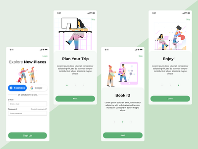 Mobile travel app - onboarding app design illustration mobile mobile application ui ui design uiux ux