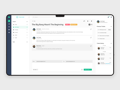 Birddesk - Ticket page app chat customer help desk interaction support ticket ui ux