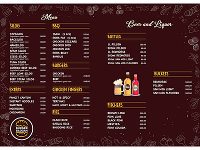 Menu illustration menu board