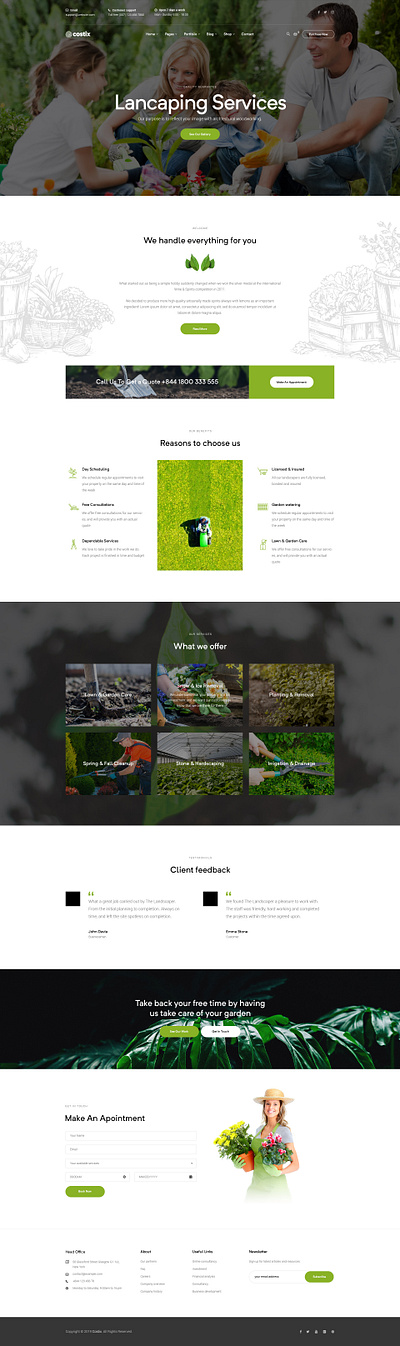 Costix - Multipurpose WordPress Theme - Gardening Demo algriculture costix design gardening landscaping multipurpose opal wp woocommerce wordpress theme