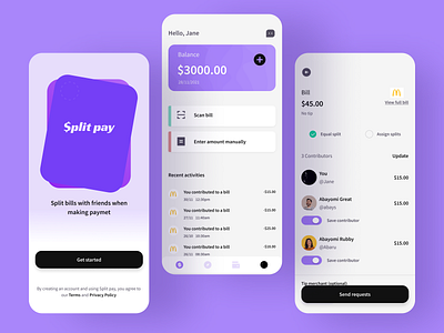 Split pay colors design fintech illustration mobile product design ux