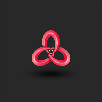 Modern triquetra shape 3d illustration 3d logo 3d shape emblem illustration logo design orbit overlapping ovals overlapping shapes red gradient triangle logo triangular knot triquetra triquetra shape vector