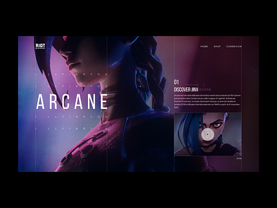 Arcane UI Discover Jinx adobe adobexd arcane design graphic design illustration jinx league of legends ui