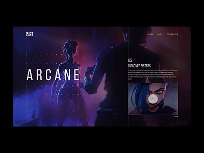 Arcane Discover Sisters adobexd arcane design games jinx leagueoflegends riot ui vi website