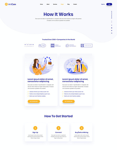 ArtCoin | Bitcoin and Cryptocurrency PSD Template app bitcoin coin crypto cryptocurrency design free landing page money multipurpose psd psd template purpose ui ui design ux ux design web development web maintance website