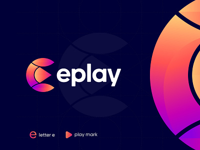 E + Play - Eplay Logo Mark abstract app logo branding creative logo design design e logo e play gradient icon identity logo logo mark music logo play logo playing production startup symbol vector video logo