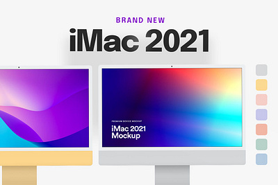 iMac 2021 Mockup apple computer device imac imac 2021 ipad iphone macbook mockup presentation pro psd responsive screen ui ux web web design web development website