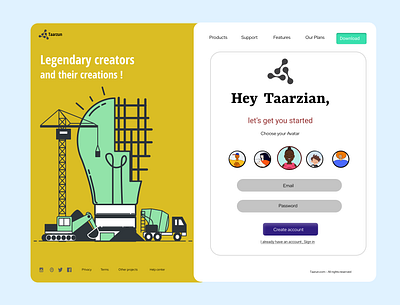 Taarzun -Login page design illustration ui ux vector