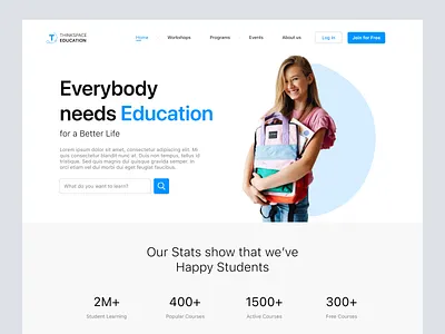 ThinkSpace Education - Learning Website clean college course design e learning educate education homepage online school study ui uiux ux web website