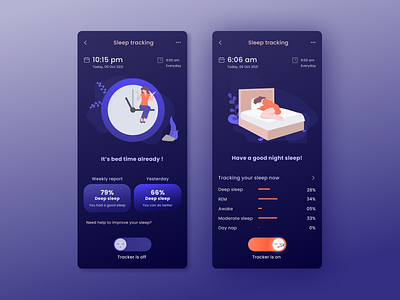 Sleep Tracking App Design branding design graphic design illustration landing page landing page design logo meta metaverse metra m mobile app ui uiux vector