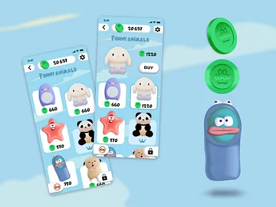 GAME INTERFACE 3d children design game game currency game interface graphic design illustration interface mobile app squish ui usability ux