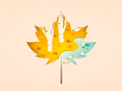 Autumn Leaf autumn illustration lake leaf procreate tree