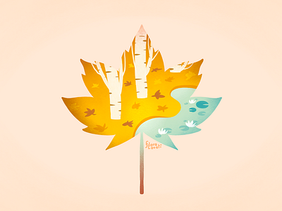 Autumn Leaf autumn illustration lake leaf procreate tree