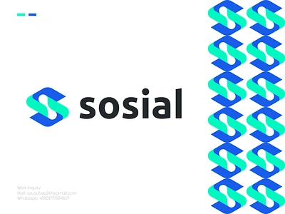 Sosial Logo Design | Modern and Trendy Letter Logo Concept brand identity brand mark branding connect flat icon identity infinity letter logo logo logo design logo designer logos logotype minimalist logo modern logo monogram s logo social media typography