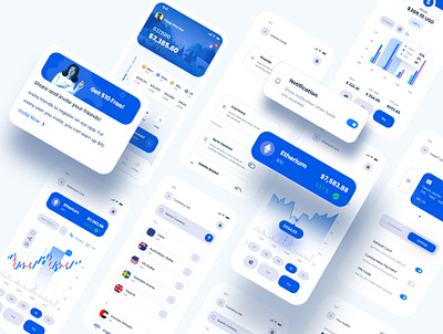 Cryptocurrency App UI Kit app app design bitcoin bitcoin dashboard bitcoin wallet chart crypto crypto currency crypto dashboard ethereum minimal mobile modern money nft trading ui ui kit ux wallet