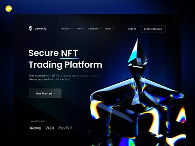 Gemm.io NFT Web-site 3d clean crypto cryptocurrency landing page nft nfts token ui ui design ux website