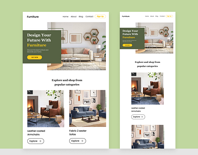 E commerce Furniture Landing Page branding dailyui design figma graphic design ui uiux ux