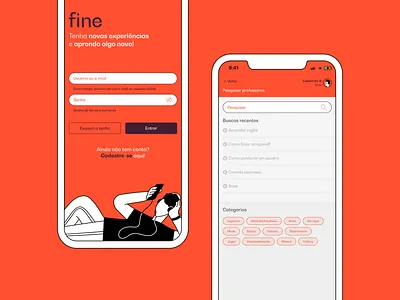 Fine - Login and Search screens app app design branding design digital product illustration product product design typography ui ux web web design
