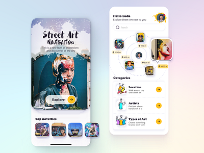 Street Art Navigator | Mobile App app art concept design mobile app street art ui ux