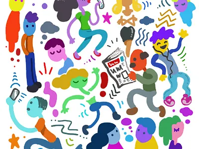 Flat characters cartoon character design characters colorful colourful design flat illustration minimal web
