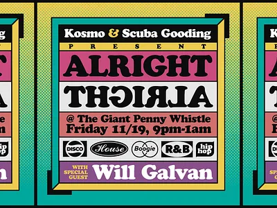 Alright Alright Flyer boogie disco dj flyer graphic design hip hop house music rnb