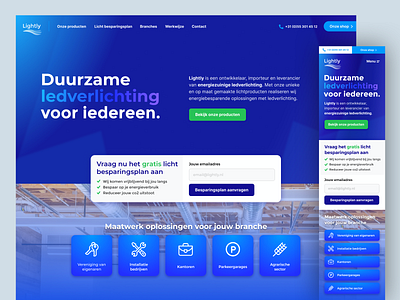 Responsive Layout - Lightly.nl header hero home homepage landing page layout led lighting mobile responsive template web web design webdesign website