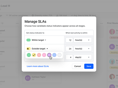 Gem SLA management dialog color picker colors customization dialog gem gem software modal dialog picker recruiting ui web