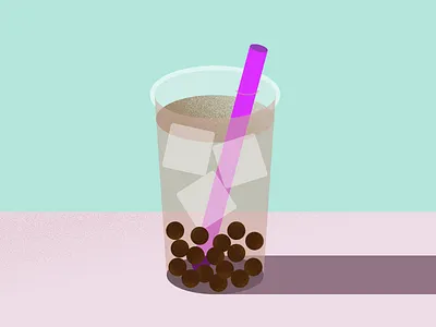 Boba beverage boba tea bubble tea flat graphic design ilustration pearl milk tea texture