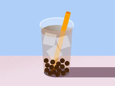 Boba beverage boba bubble tea flat graphic design illustration pearl milk tea texture