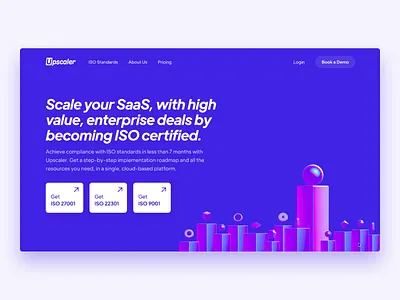 Upscaler: B2B SaaS Website Hero Animation 3d animation 3d illustration b2b saas c4d conversion rate optimisation hero design hero exploration homepage homepage design landing page design marketing website saas saas landing page saas product saas website saas website design web design webflow website