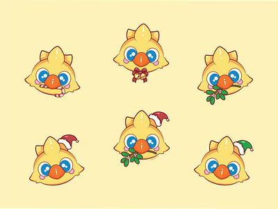 Christmas Chocobo character chocobo christmas cute design emoticon final fantasy icon illustration illustrator logo vector