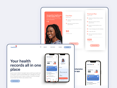 Health XP - Landing Page app design doctor app health app health tech landing page medical app patient app uiux web design