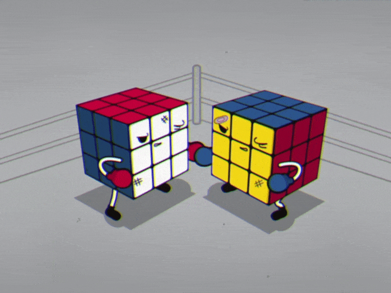 Cuphead style Rubik's cubes are boxing 30s after effects animation boxing creative cube cuphead design disney gif illustration motion old style