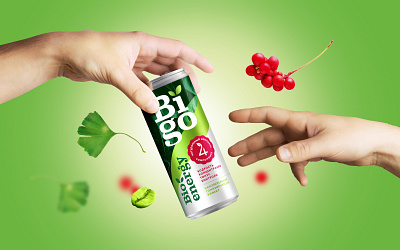 Bigo bio branding can drink eco energy logo organic packaging